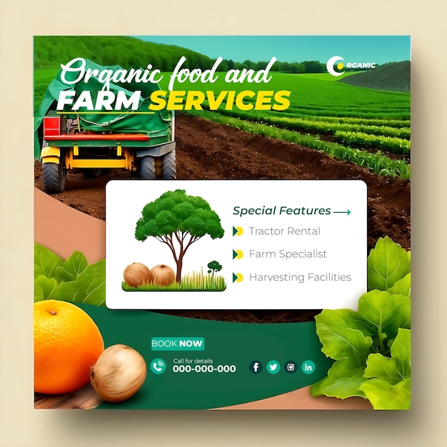 PSD agricultura jardim agropecuária e serviços agrícolas mídias sociais template de banner post ai gerado