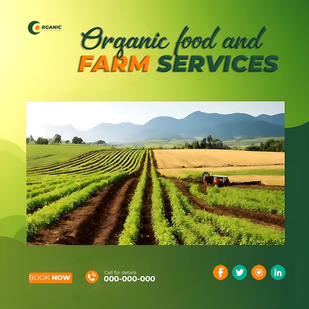 Agricultura jardim agropecuária e serviços agrícolas mídias sociais template de banner post ai gerado