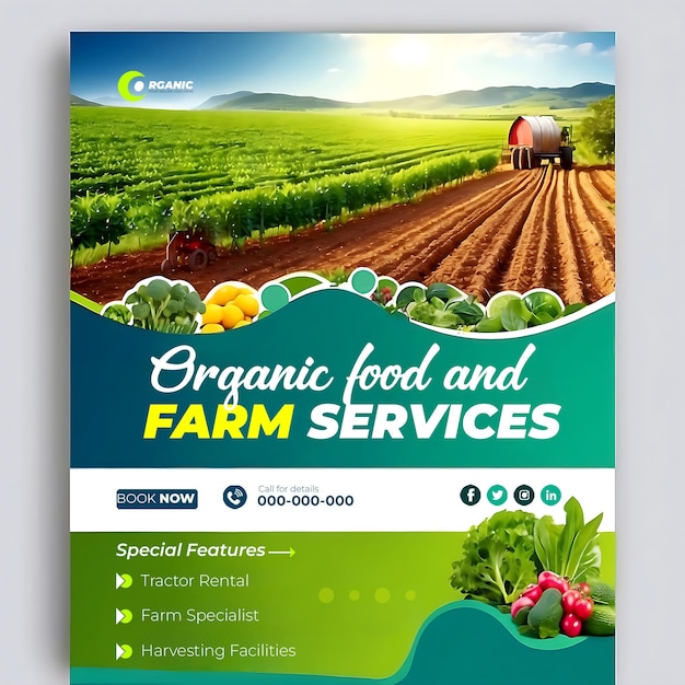 PSD agricultura jardim agropecuária e serviços agrícolas mídias sociais template de banner post ai gerado