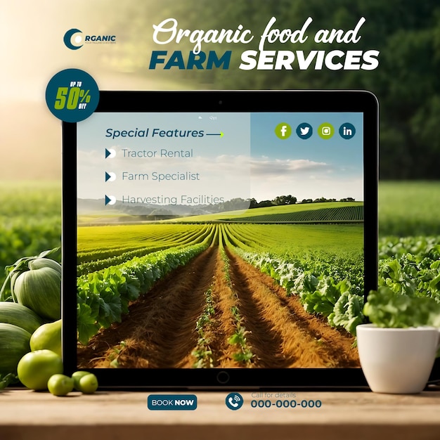 PSD agricultura jardim agropecuária e serviços agrícolas mídias sociais template de banner post ai gerado