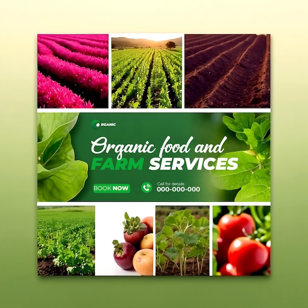 PSD agriculture jardin agro ferme et services agricoles médias sociaux modèle de bannière de publication ai généré