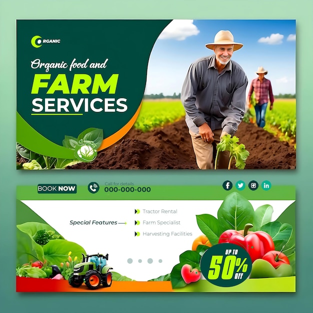 PSD agriculture jardin agro ferme et services agricoles médias sociaux modèle de bannière de publication ai généré