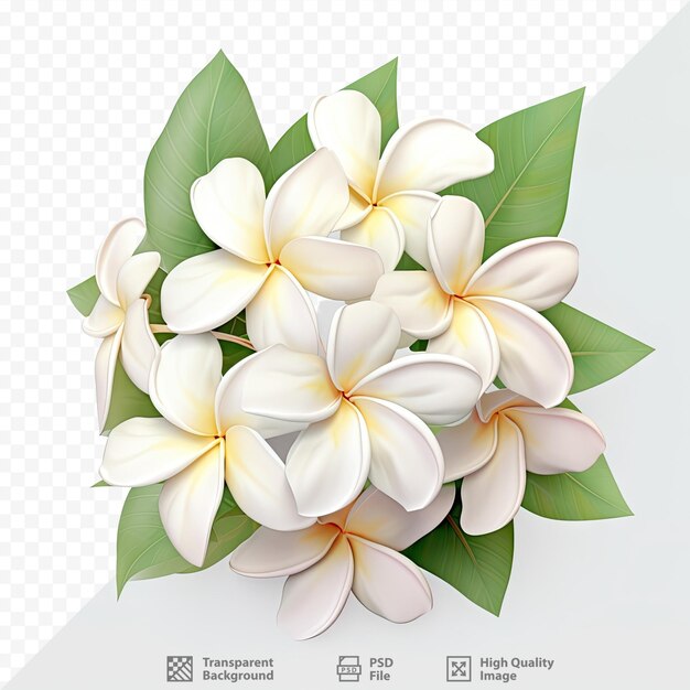 PSD agrupación de frangipani de flores blancas.