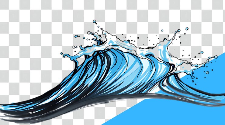 PSD agua abstracta ola en un fondo transparente