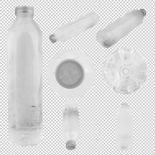 agua de botella aislada en plástico de fondo blanco