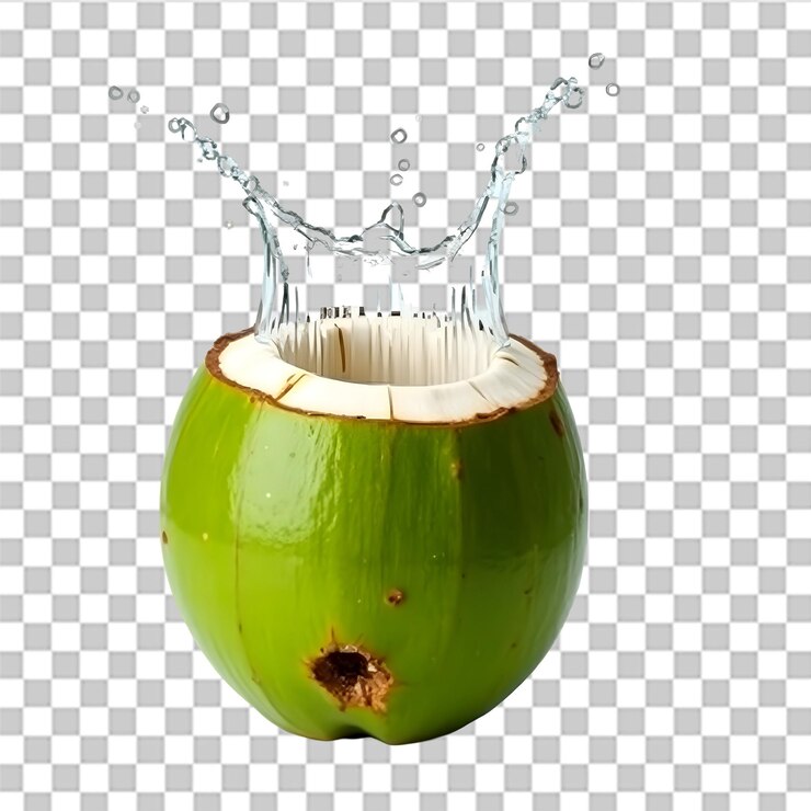 PSD agua de coco salpicada de coco verde fresco