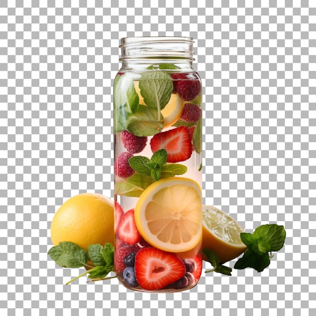 PSD Água com infusão de frutas em fundo transparente