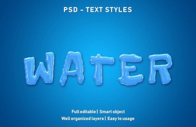 PSD agua texto efectos estilo editable psd