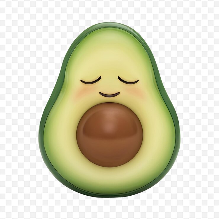 PSD un aguacate con una cara y la mitad de ella