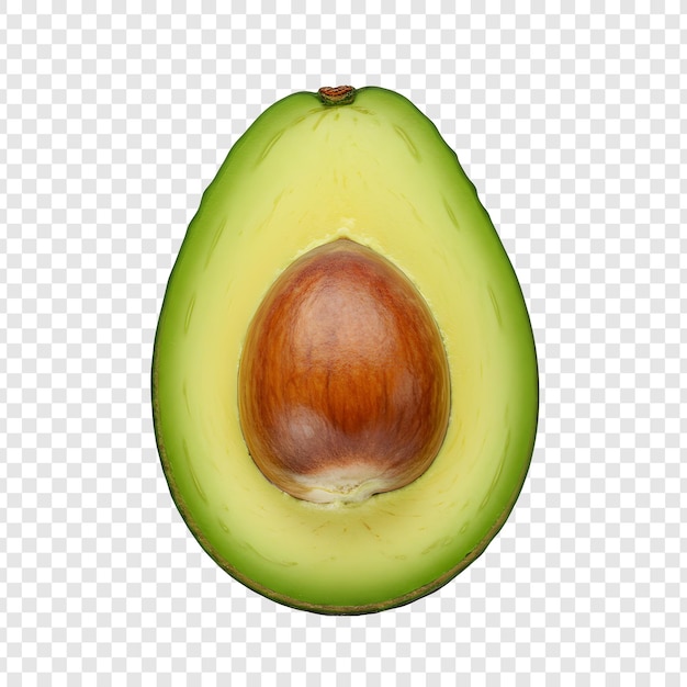 Un aguacate perfectamente maduro cortado a la mitad para mostrar su carne verde vibrante y su gran semilla