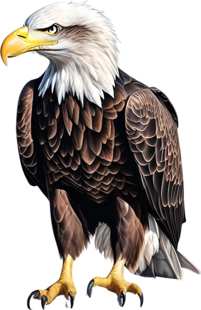 PSD Águia careca closeup esboço de lápis colorido de uma águia careca