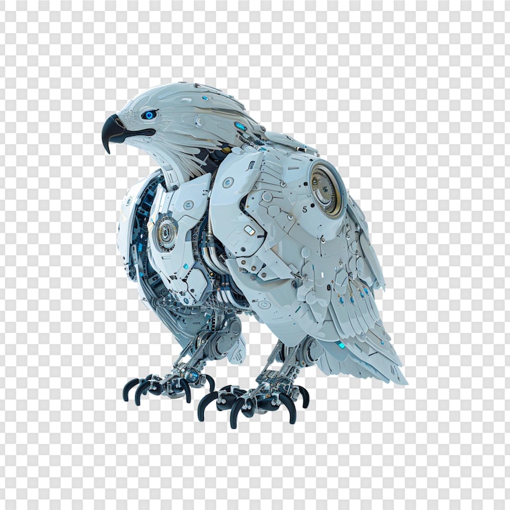 PSD águila robot aislada sobre un fondo transparente