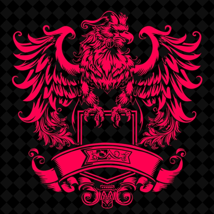 PSD un águila roja y negra con un escudo rojo y la palabra águila en él
