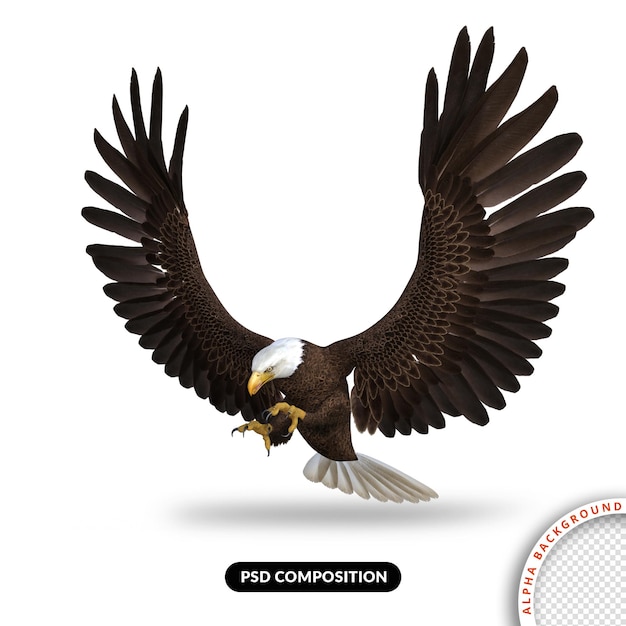 PSD Águila volando render 3d