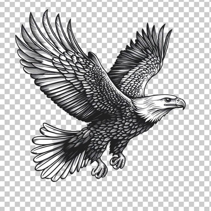 PSD águila volando sobre un fondo blanco