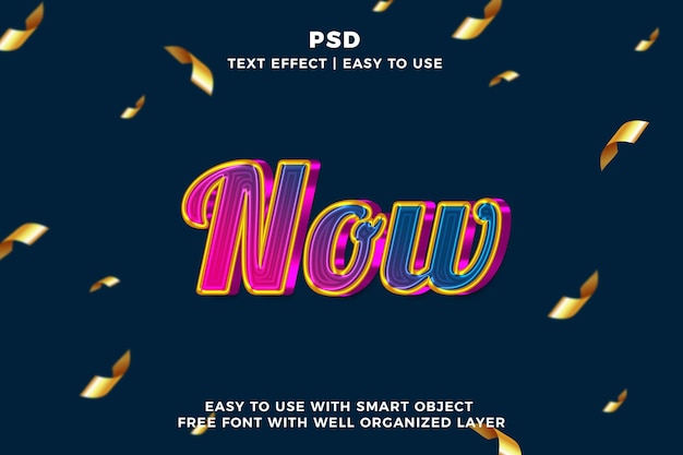 Ahora Photoshop 3D editable estilo de efecto de texto psd con fondo