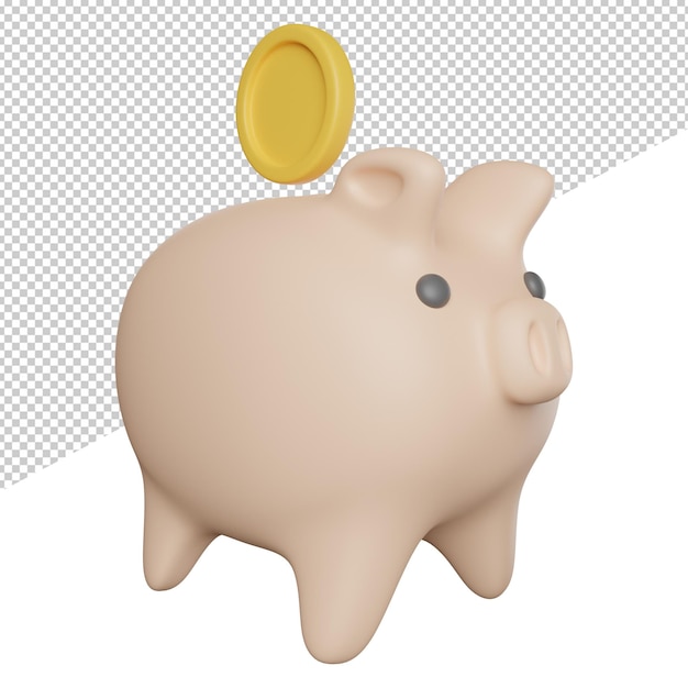 Ahorro Dinero Piggy vista lateral 3 renderizado icono ilustración sobre fondo transparente