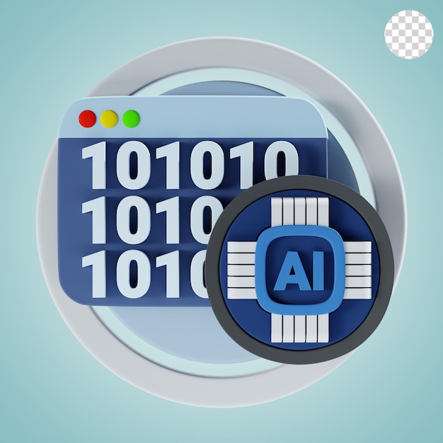 ai algorithm 3d icon and illustration