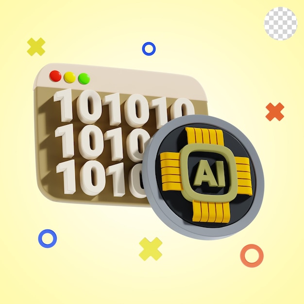ai algorithm 3d icon and illustration