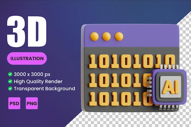 Ai-algorithmus 3d-symbolillustrationen