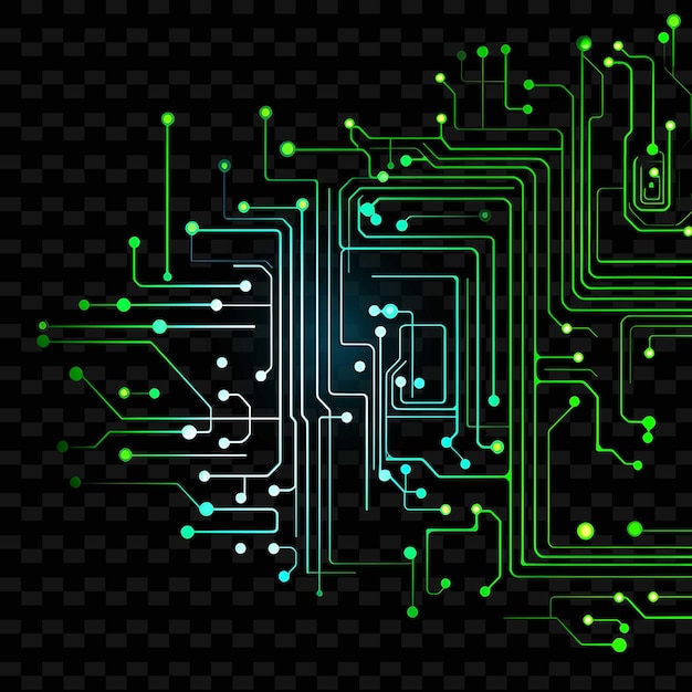 Ai Borderline Design Linee al neon Stile Circuitry Design Neon PNG Y2K Forme Arti luminose trasparenti