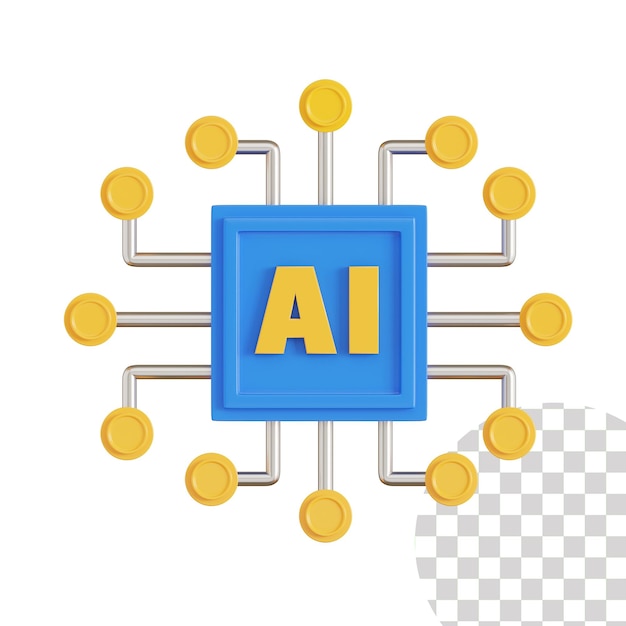 PSD ai chip 3d ícone