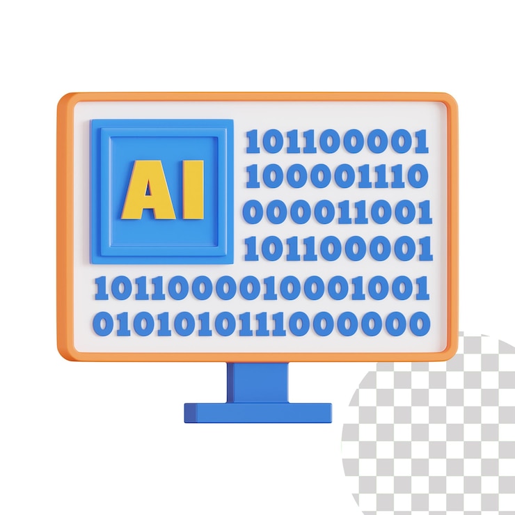 PSD ai computer 3d icon