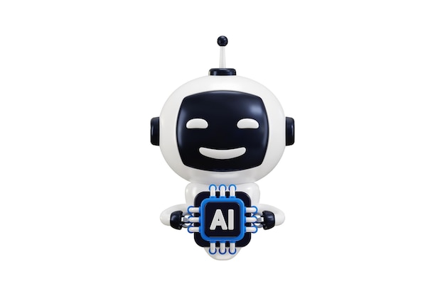 AI-Futurist-Roboter-Ikon 3D-Rendering-Konzept der künstlichen Intelligenz Chatbot-Ikon