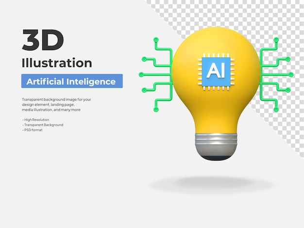 Ai idea creación inteligencia artificial icono 3d ilustración