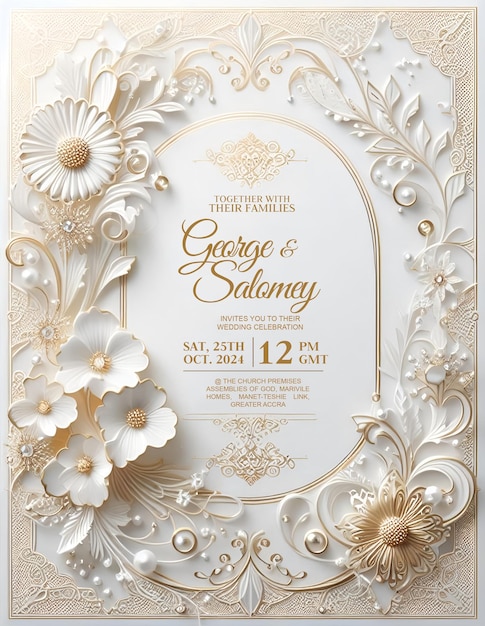 PSD ai modèle d'invitation de mariage cartes de vœux élégantes vintage