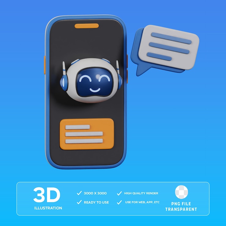 PSD ai phone assistant 3d illustration