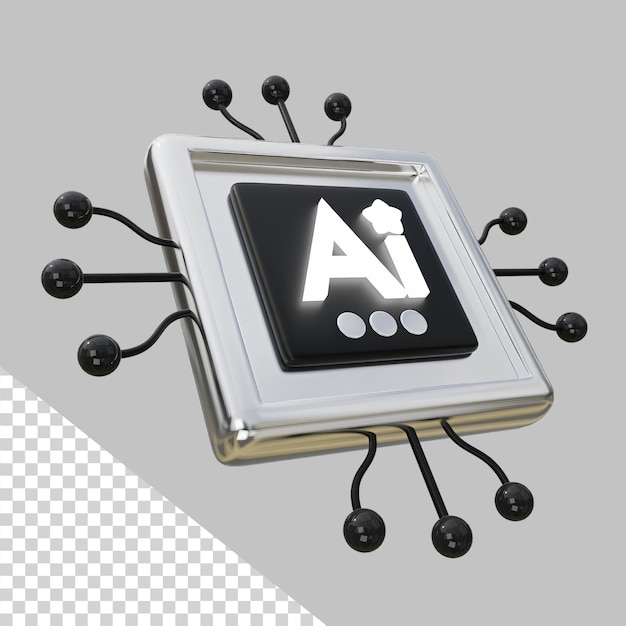 AI Processor Chip Graphic Design Silver Metallic Concept Materiali