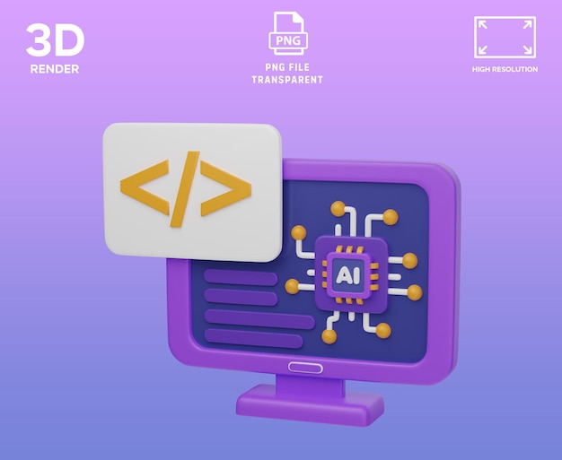 AI Programing 3D object Illustration
