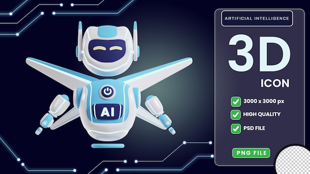 Ai Robot 3d icona di intelligenza artificiale