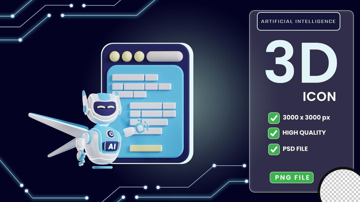 PSD ai robot info gráfico 3d icono de inteligencia artificial