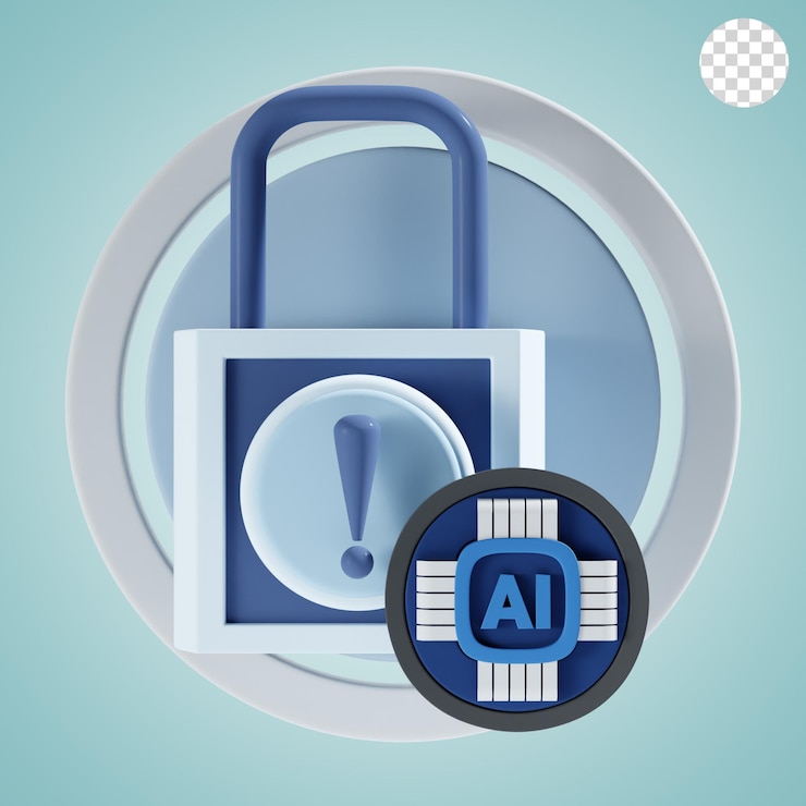 PSD ai security 3d icon and illustration
