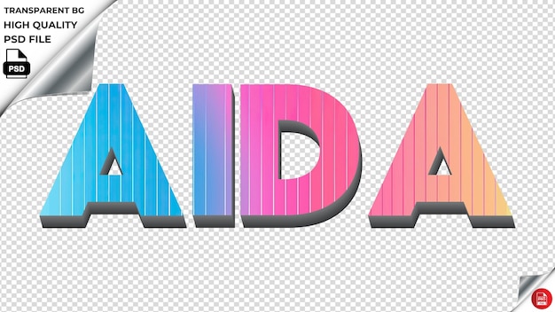 Aida tipografía arco iris de colores texto textura psd transparente