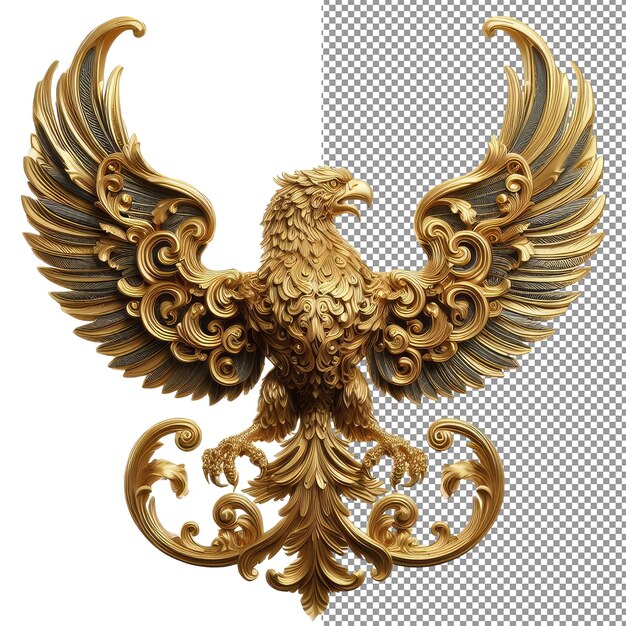 Aigle D'or Majestueux Frappant En 3d Sur Une Toile Transparente