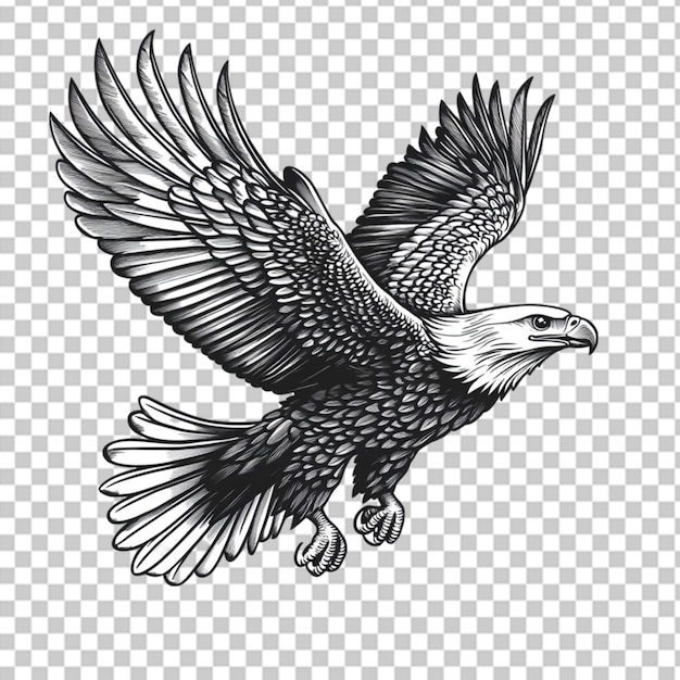 un aigle volant sur un fond blanc