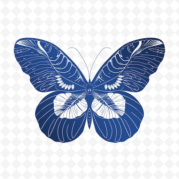 PSD aile de papillon png morpho avec des veines de feuilles de philodendron et des feuilles animales et tropicales à contour simple