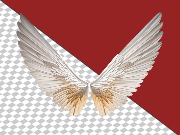PSD ailes d'ange blanches 3d sur fond blanc