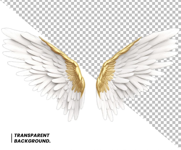 PSD les ailes de l'ange en or blanc du psd sont isolées.