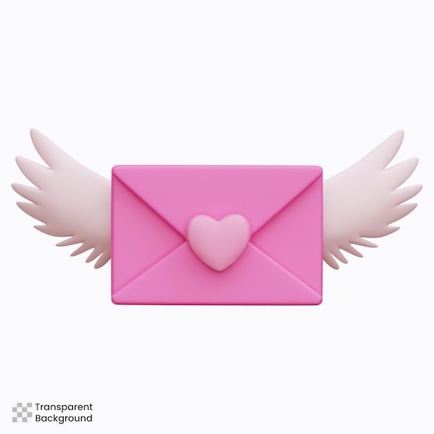 PSD les ailes de la lettre d'amour 3d les illustrations de l'icône