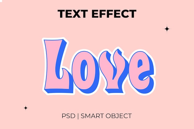 Aime les effets de texte rétro modifiables créatifs