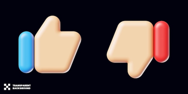 Aime Et N'aime Pas Les Médias Sociaux Thumbs Up And Thumbs Down Icon Set In 3d Render