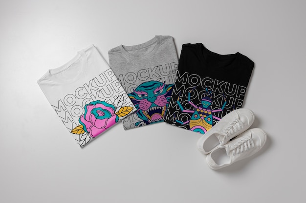 Ainda vida de maquete de camisa em branco