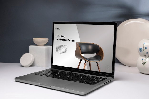 Ainda vida de maquete de exibição mínima de dispositivo de tecnologia