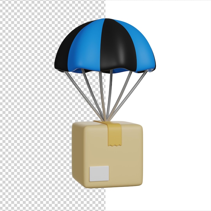 PSD air balloon delivery 3d render icon