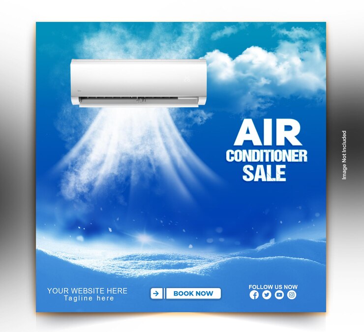 Air conditoner sale social media poster design template