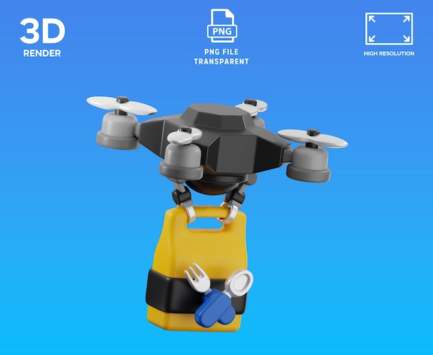 Air food delivery 3D render icon